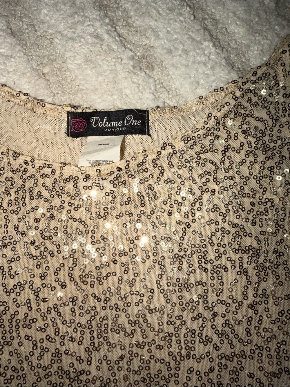 Sequin Scoop Neck Top/ dress- Champagne